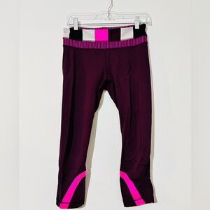 Lululemon Athletica Dark Purple Leggings with Pink Accents